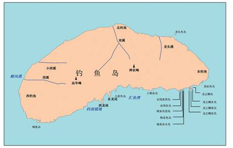 釣魚島及びその周辺の地理的実體の位置見(jiàn)取図